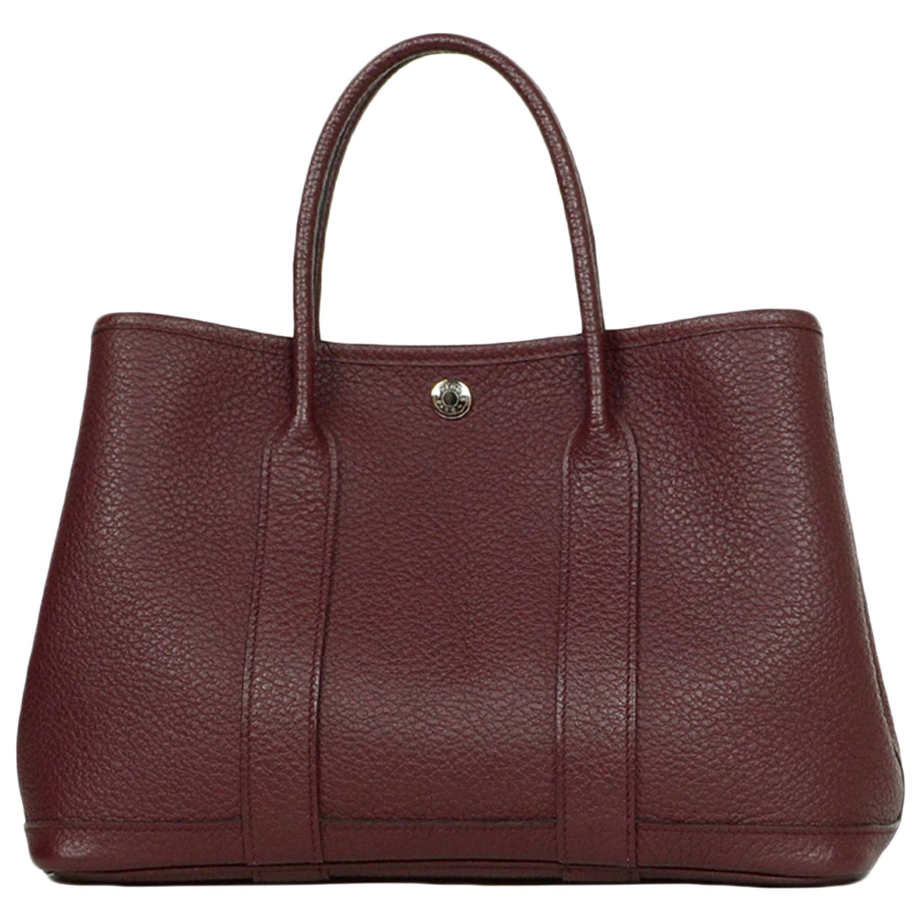 Hermes Burgundy Negonda Leather 30cm Garden Party TPM Bag