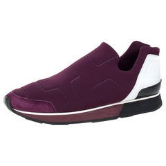 Hermes Burgundy Neoprene and Leather Miles Slip On Sneakers Size 41