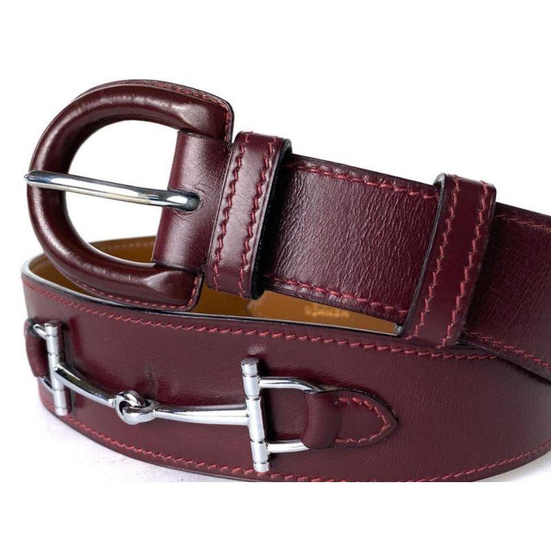 Hermès Burgundy Or Bordeaux Horsebit Waist 14h68 Belt For Sale 2