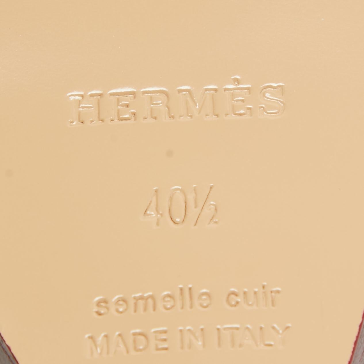Hermes Burgundy Patent Leather Legend Wedge Sandals Size 40.5 3