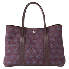 Hermes Burgundy Printed Toile and Leather Garden Party 36 cm Tote Bag