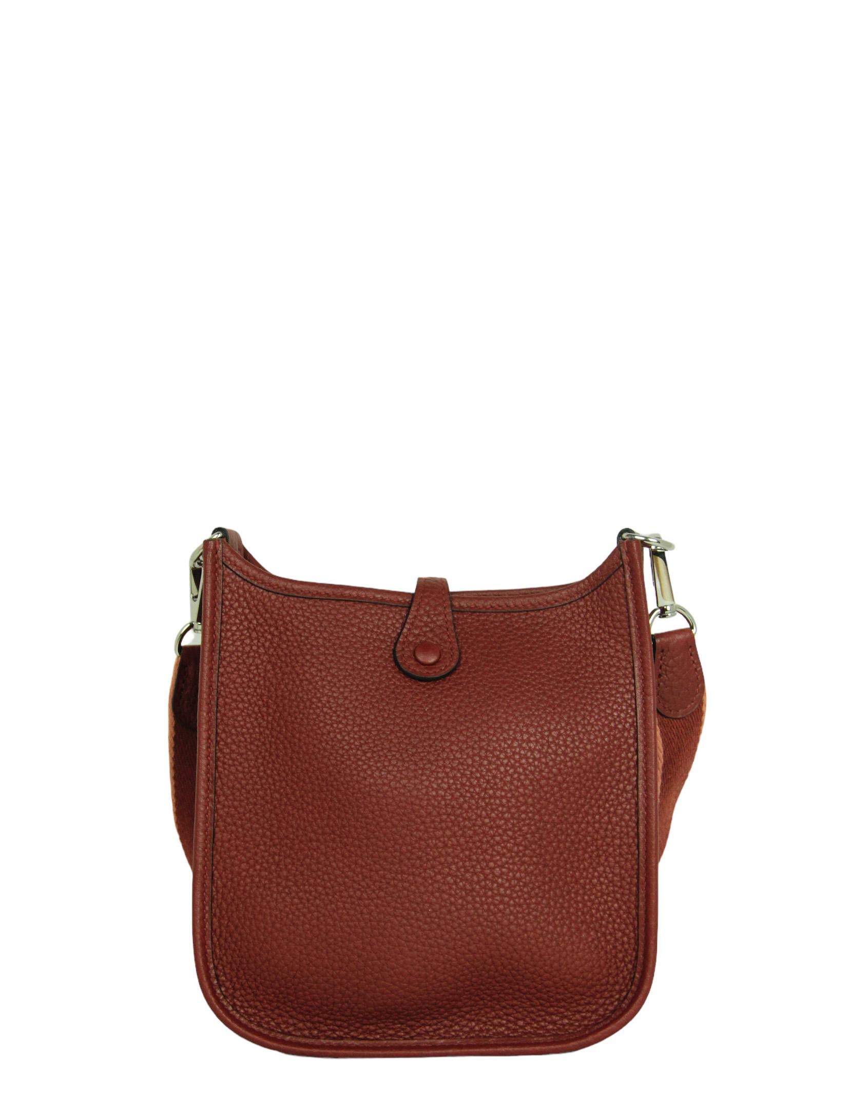 Bolso Crossbody Hermes Taurillon Clemence Borgoña Piel Evelyne TPM Marrón en venta