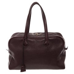 Hermes Burgundy Taurillon Clemence Leather Victoria 50 Hand Bag