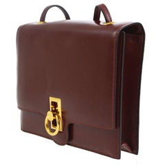 Hermes Burgundy Wine Leather Gold Hermes Toggle Evening Shoulder Flap Bag