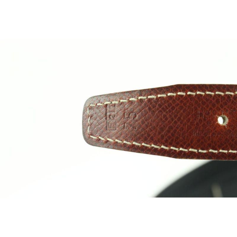 Brown Hermès Burgundy x Black 24mm Reversible H Logo Belt Kit Matte Silver 408h528 For Sale