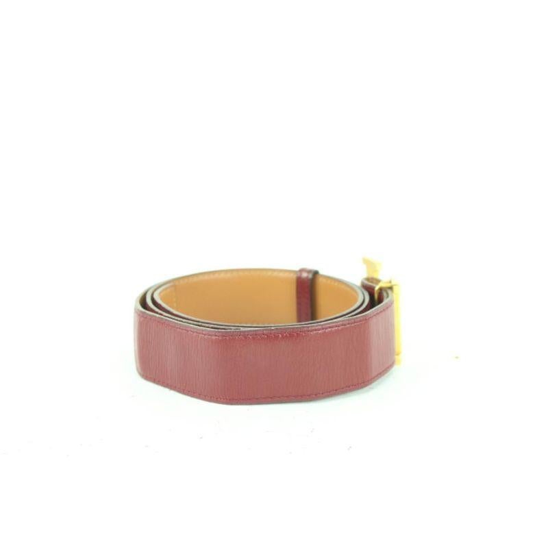 Hermès Burgundy x Brown 32mm Reversible H Logo Belt Kit 200her84 For Sale 1