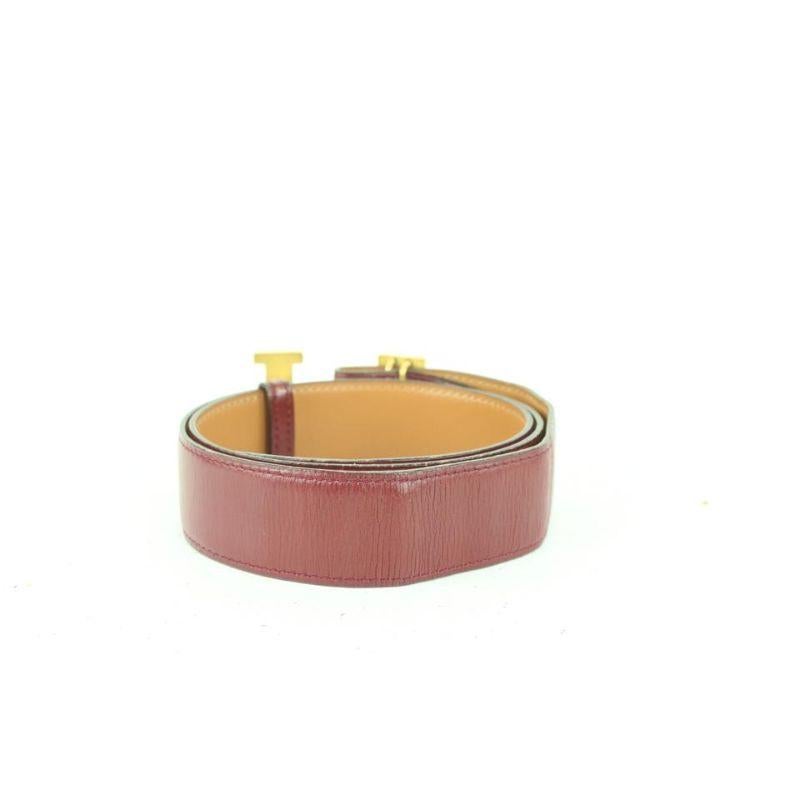 Hermès Burgundy x Brown 32mm Reversible H Logo Belt Kit 200her84 For Sale 2