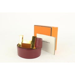 Hermès Burgundy x Gold 42mm H Logo Constance Belt 1014h13