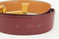Hermès Burgundy x Gold 42mm H Logo Constance Belt 1014h13