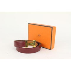 Hermès Burgundy x Gold Reversible 24mm Constance H Logo Belt Kit 1014h12