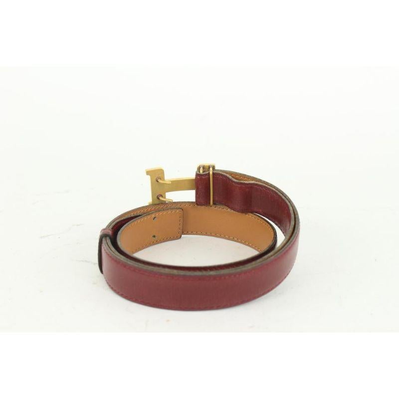 Hermès - Ceinture réversible Constance H, 24 mm, couleur bourgogne et or, avec logo, 1014h12 Pour femmes en vente