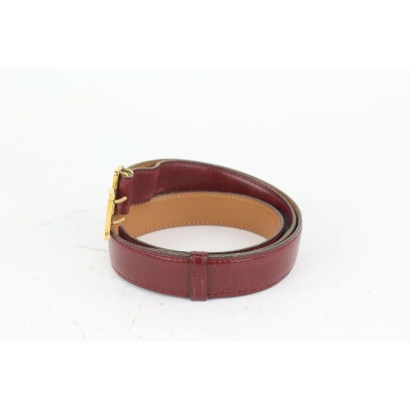 Hermès Burgundy x Gold Reversible 24mm Constance H Logo Belt Kit 1014h12 In Fair Condition For Sale In Dix hills, NY
