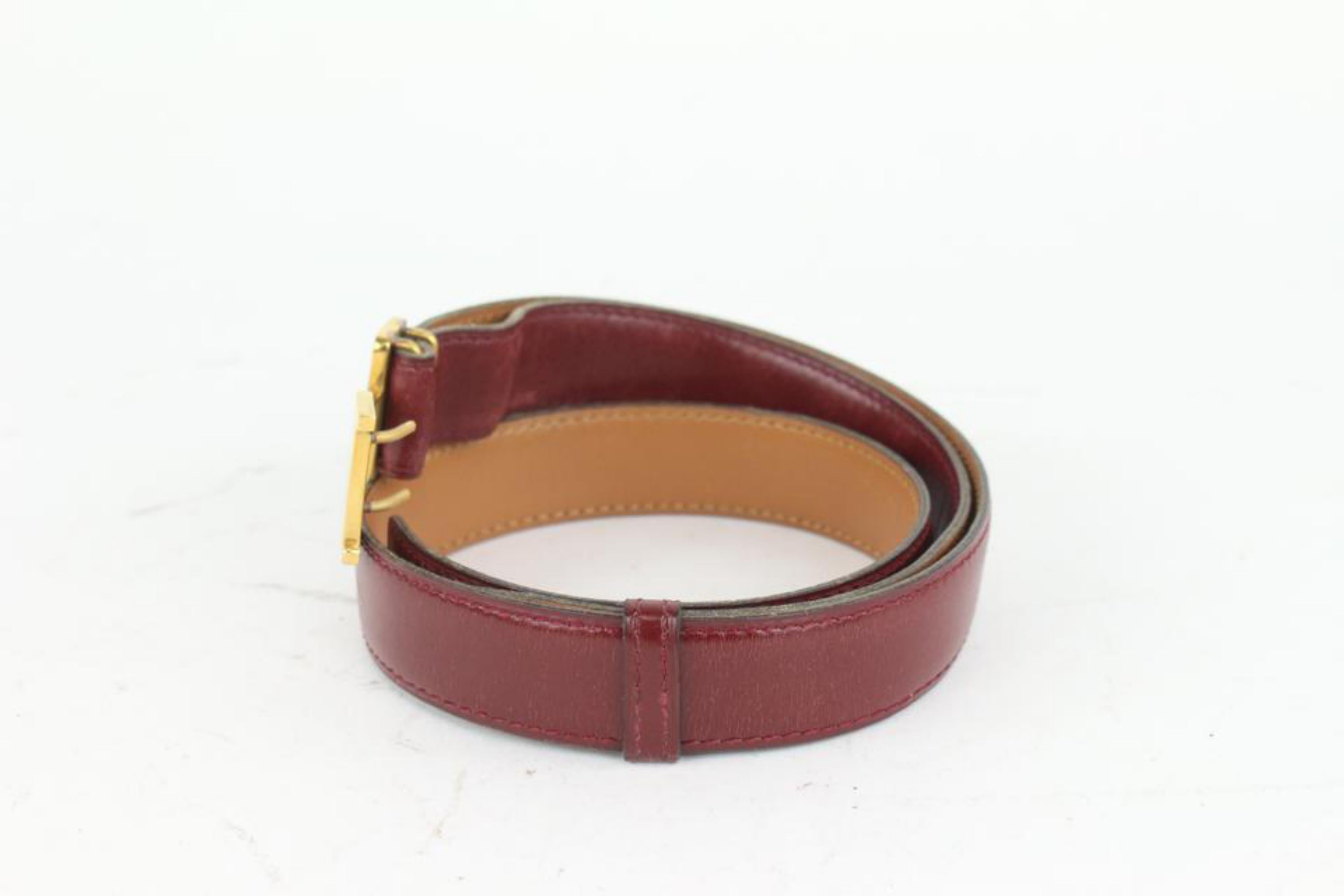 Hermès Burgundy x Gold Reversible 24mm Constance H Logo Belt Kit 1014h12 In Fair Condition For Sale In Dix hills, NY