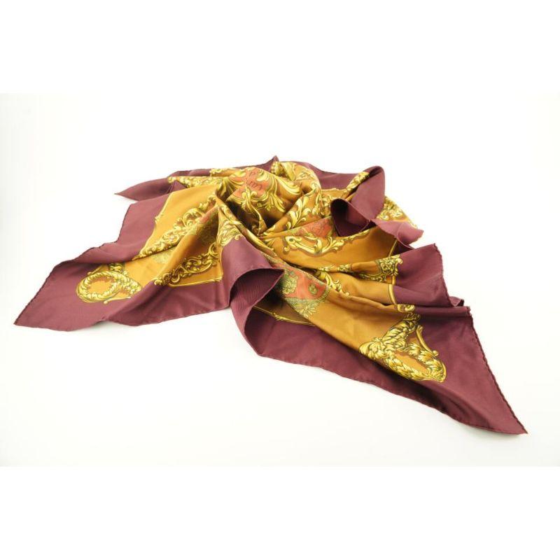 Hermès Burgundy x Gold Silk Carrosses D'or Silk Scarf 704her319 6