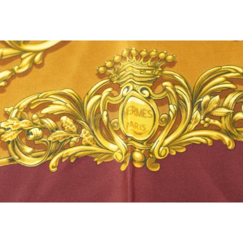 Hermès Burgundy x Gold Silk Carrosses D'or Silk Scarf 704her319 7