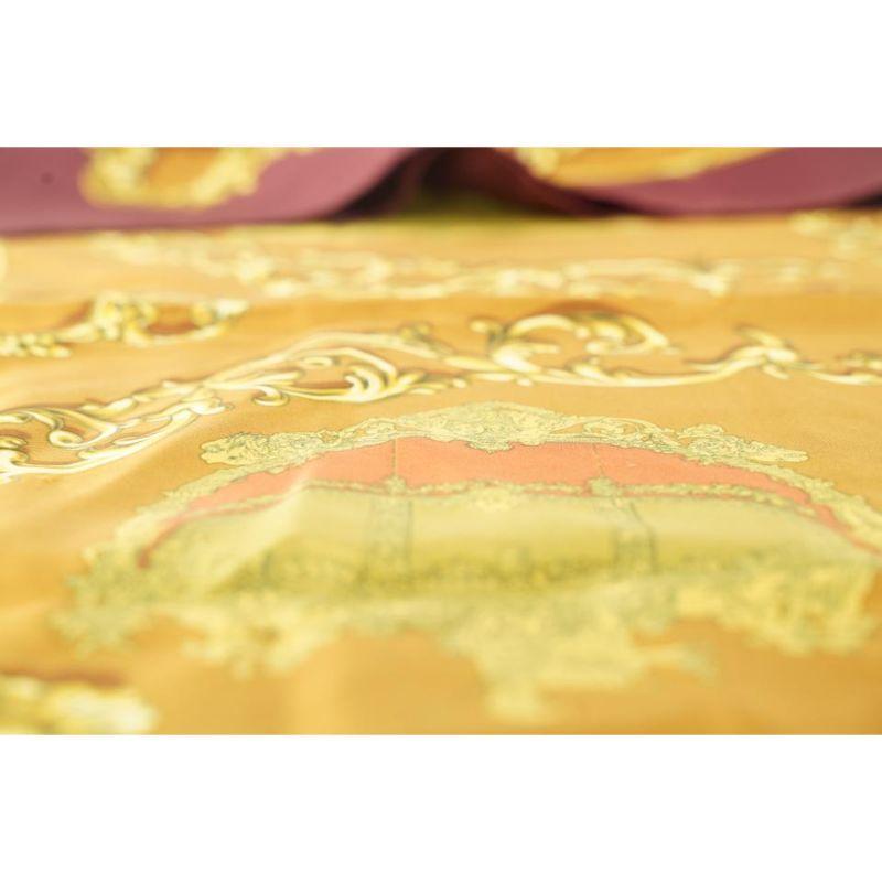 Hermès Burgundy x Gold Silk Carrosses D'or Silk Scarf 704her319 5