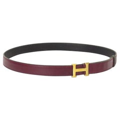 Hermès Burgundy X Navy 18mm Reversible H Logo Kit 865777 Belt
