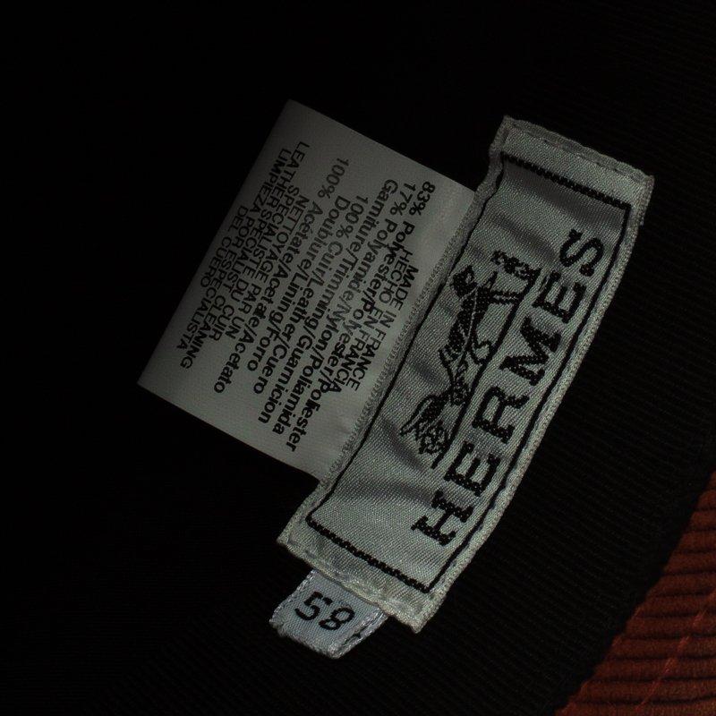 Hermes Burnt Orange Corduroy Leather Trim Detail Panama Hat Size 58 1