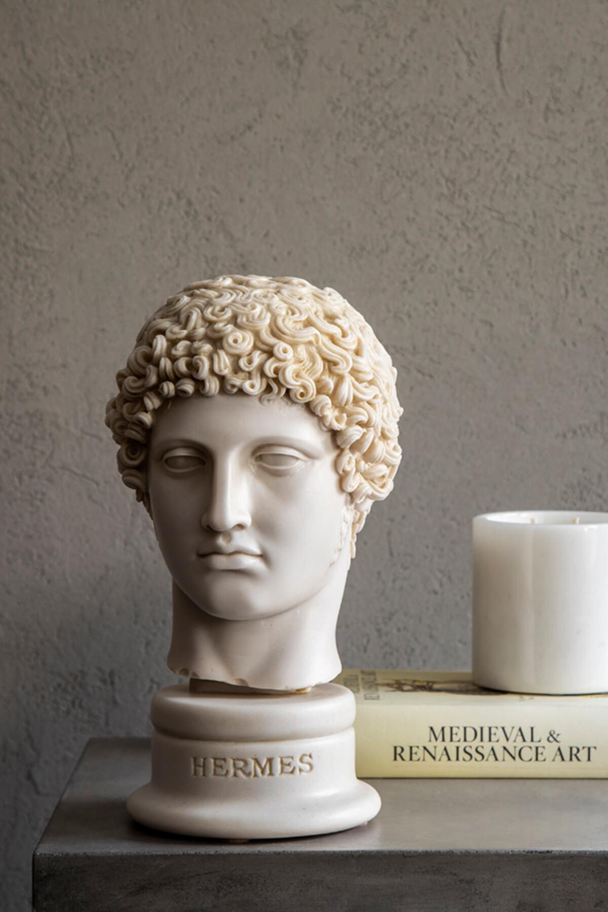 Hermes Bust Made with Compressed Marble Powder, Large In New Condition In İSTANBUL, TR