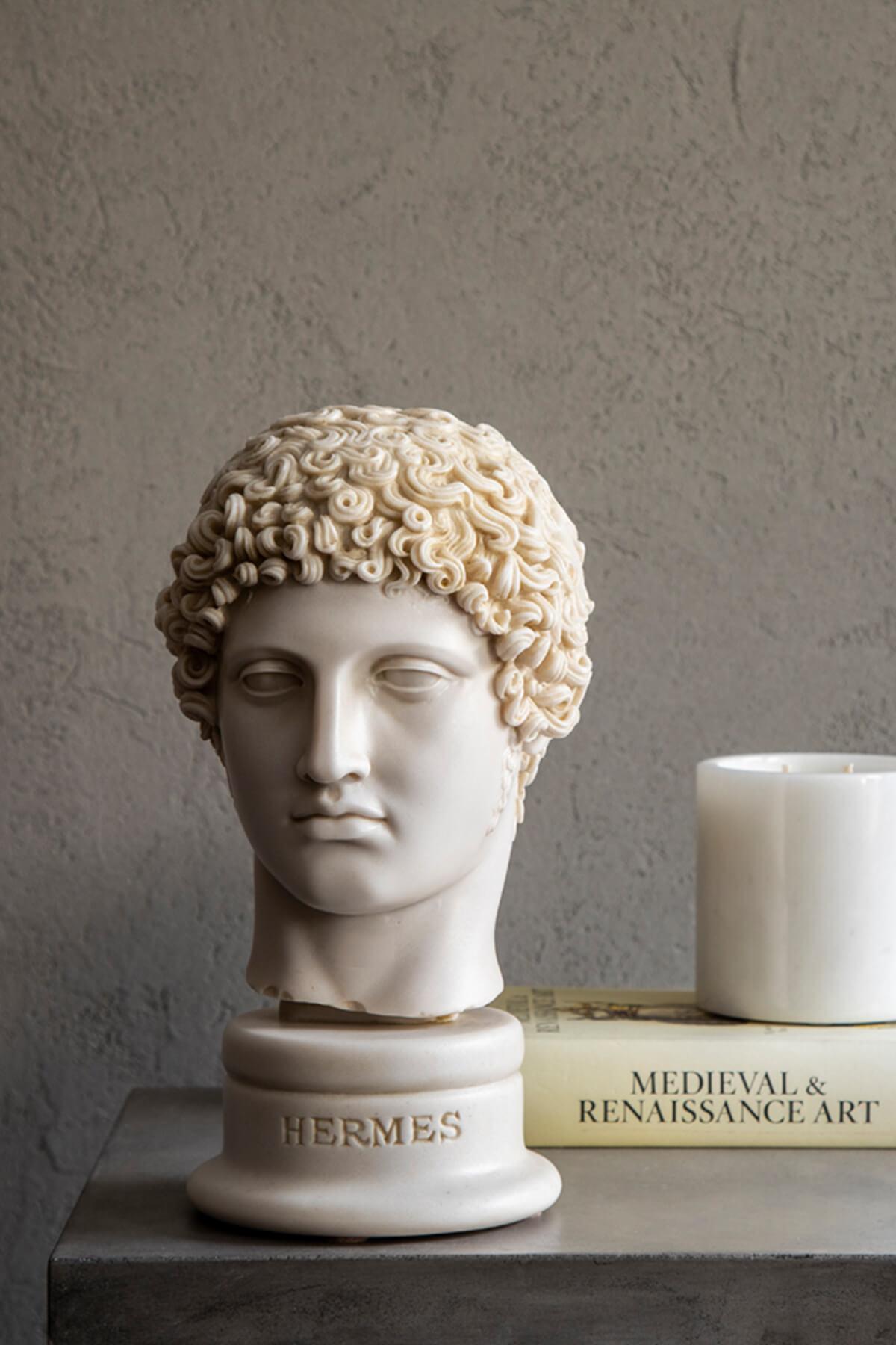 Turco Busto di Hermes realizzato con polvere di marmo compressa, 'Side Museum' No:3 in vendita