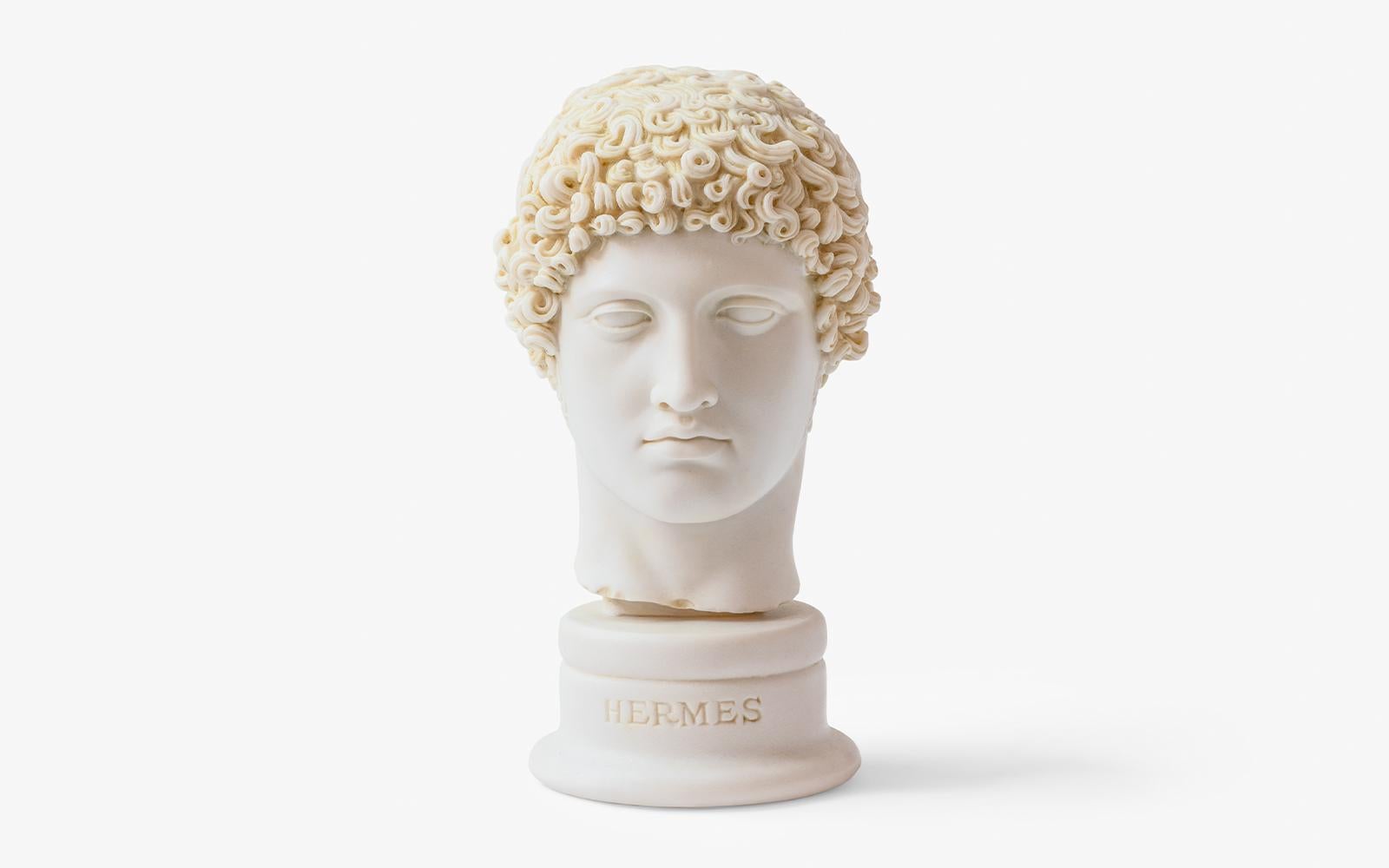 Classical Greek Hermes Bust Statue Made with Compressed Marble Powder Small For Sale