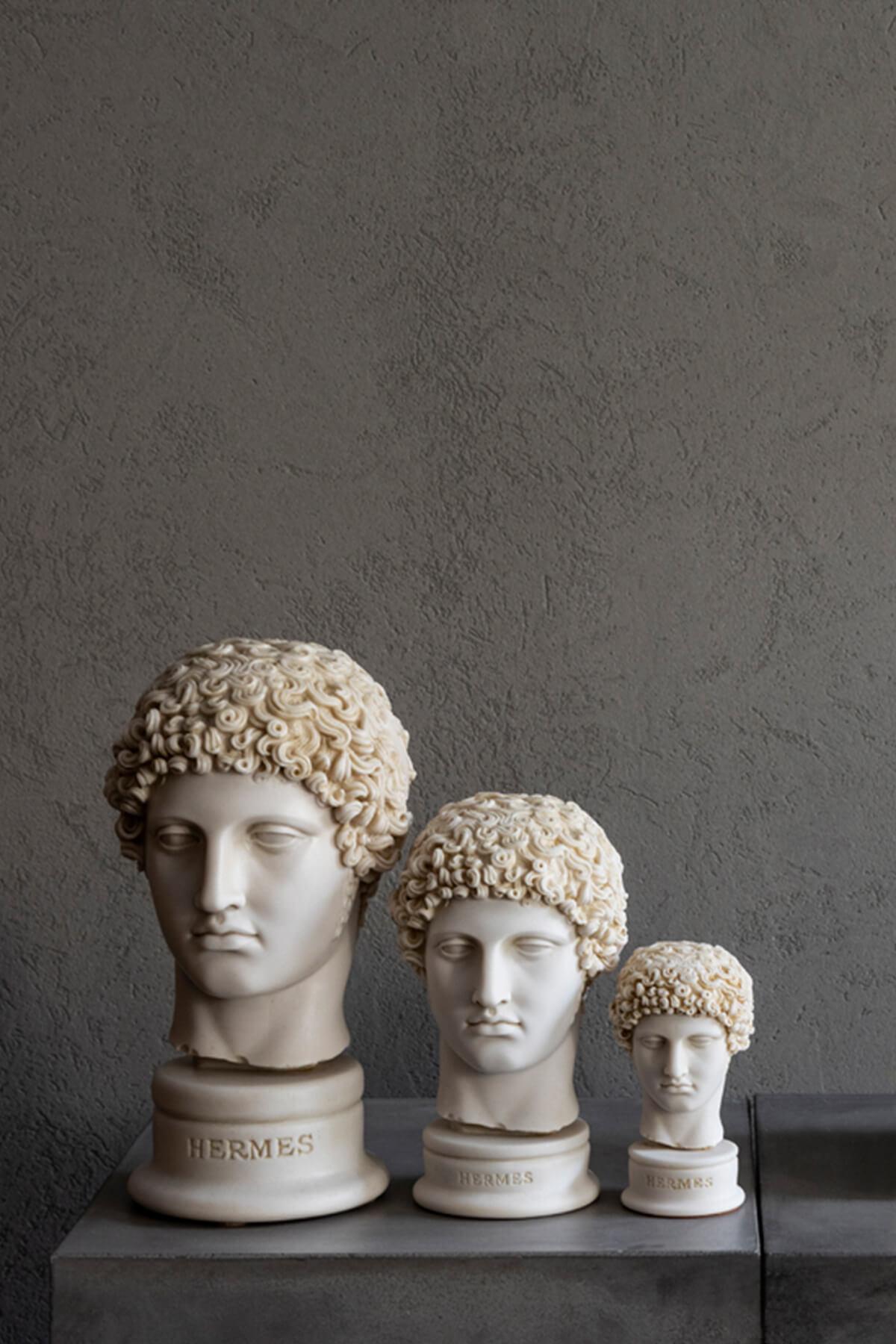 Hermes Bust Statue Made with Compressed Marble Powder Small In New Condition For Sale In İSTANBUL, TR
