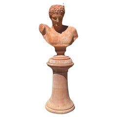 Busto de Hermes, Terracota, Impruneta, Siglo XXI Con Base