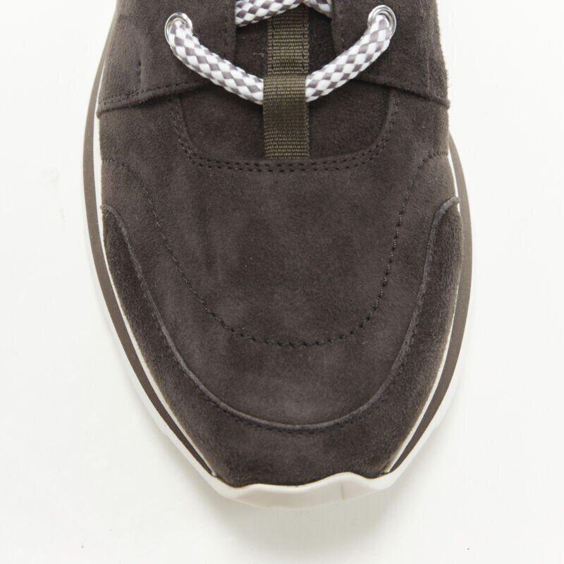 HERMES Buster grey brown suede lace up wooden rubber sole low sneaker EU39.5 For Sale 2