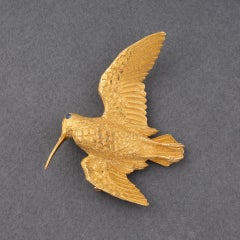 Hermès by George Lenfant Yellow Gold Vintage Bird Brooch