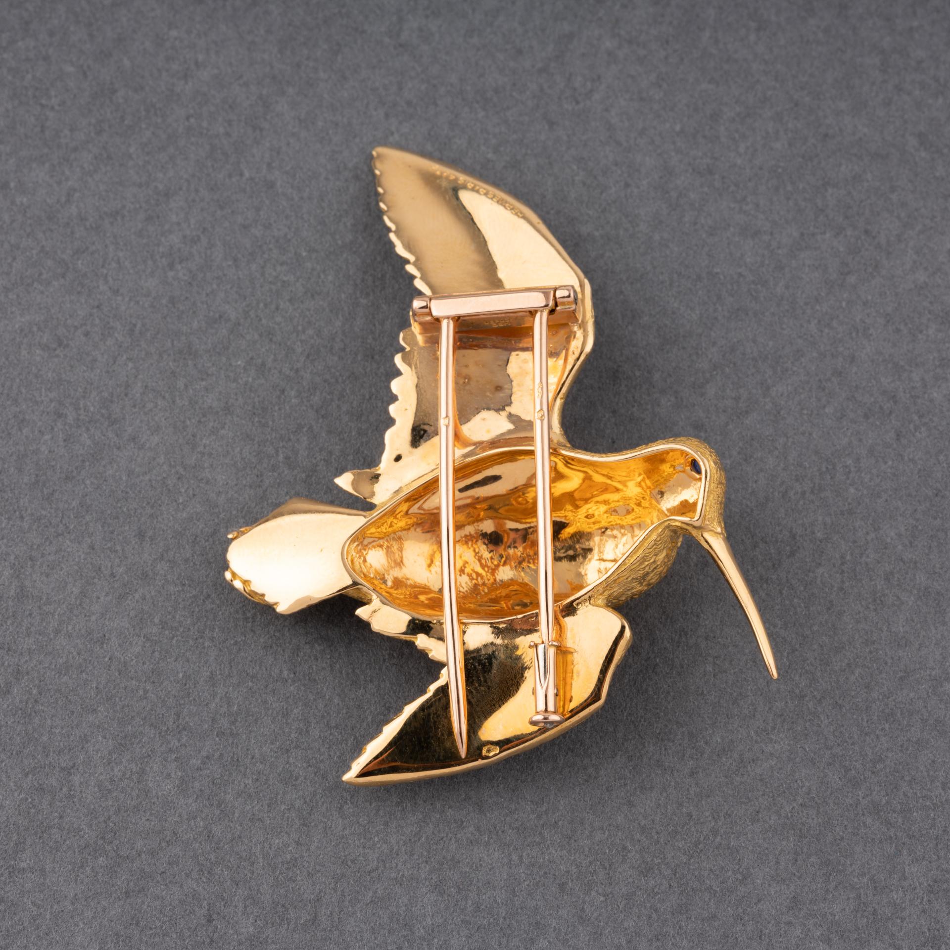Women's Hermès by George Lenfant Yellow Gold Vintage Bird Brooch For Sale