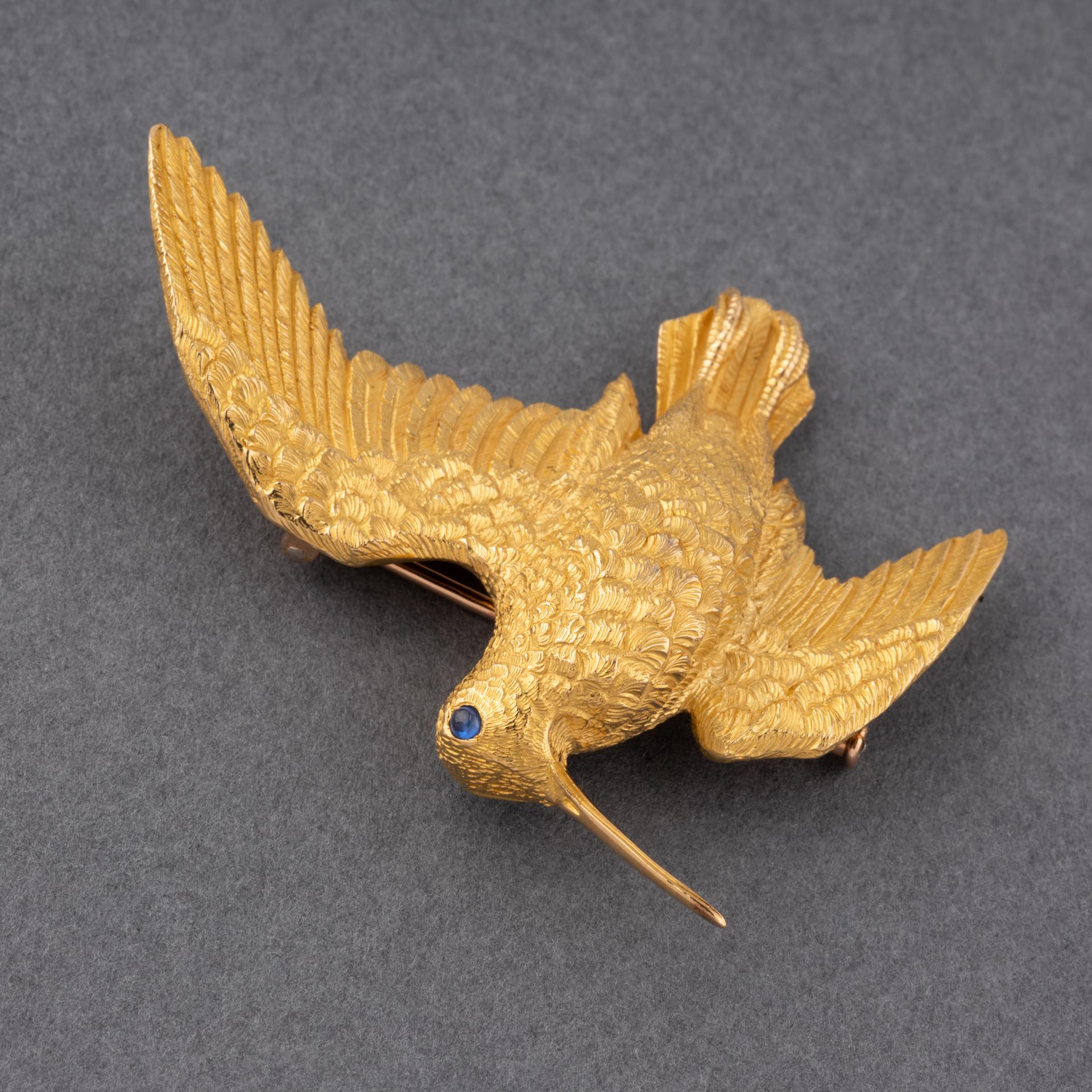 Hermès by George Lenfant Yellow Gold Vintage Bird Brooch For Sale 2