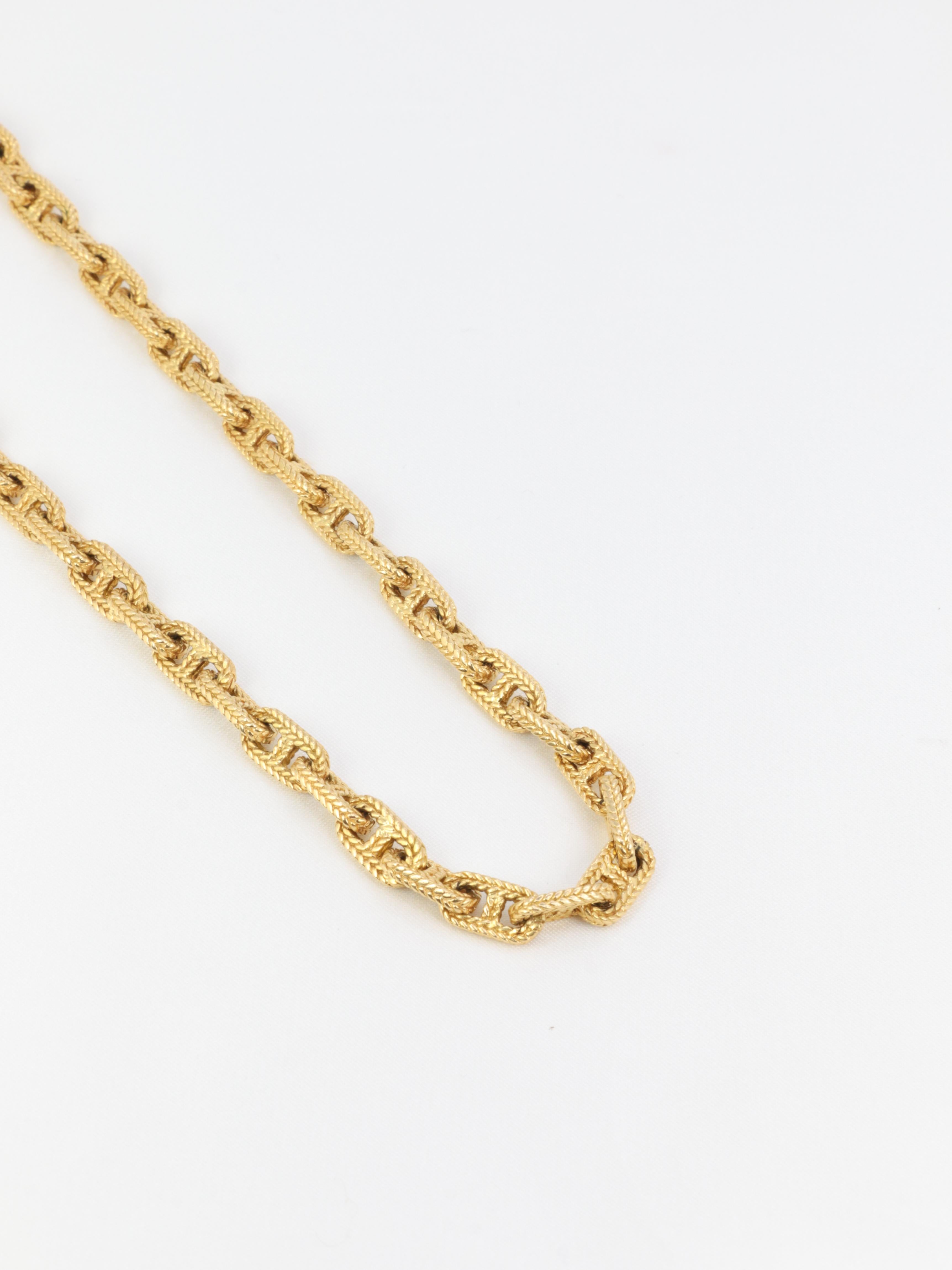 HERMES by Georges Lenfant, Anchor chain necklace in yellow gold In Excellent Condition In PARIS, FR