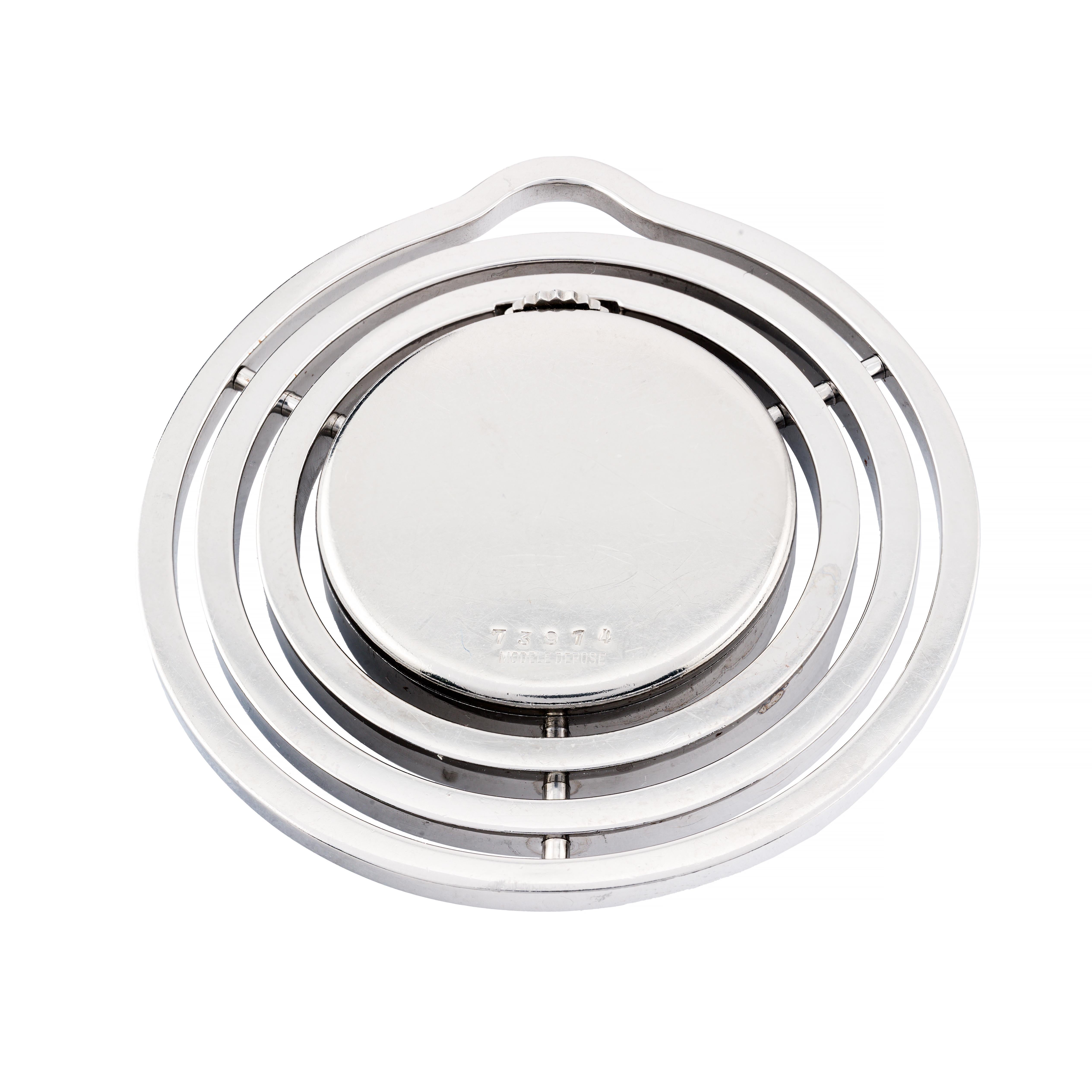 Hermes by Jaegar LeCoultre Art Deco Pendant Watch in Stainless Steel For Sale 1