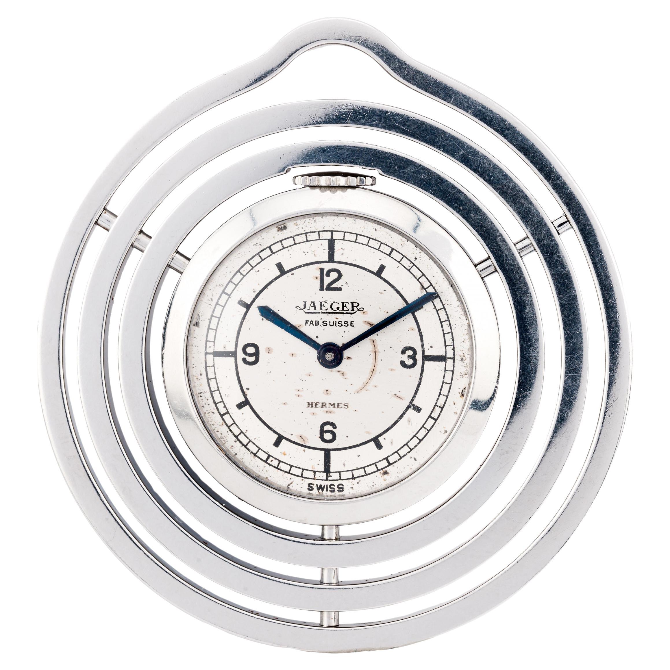 Hermes by Jaegar LeCoultre Art Deco Pendant Watch in Stainless Steel