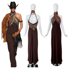HERMES by JEAN PAUL GAULTIER 2009 Vintage Runway Maxi Dress Gown Sciarpa di seta