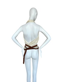 HERMES by JEAN PAUL GAULTIER 2009 Vintage Silk Backless Halter w. Leather Belt