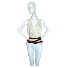HERMES by JEAN PAUL GAULTIER 2009 Vintage Silk Backless Halter w. Leather Belt
