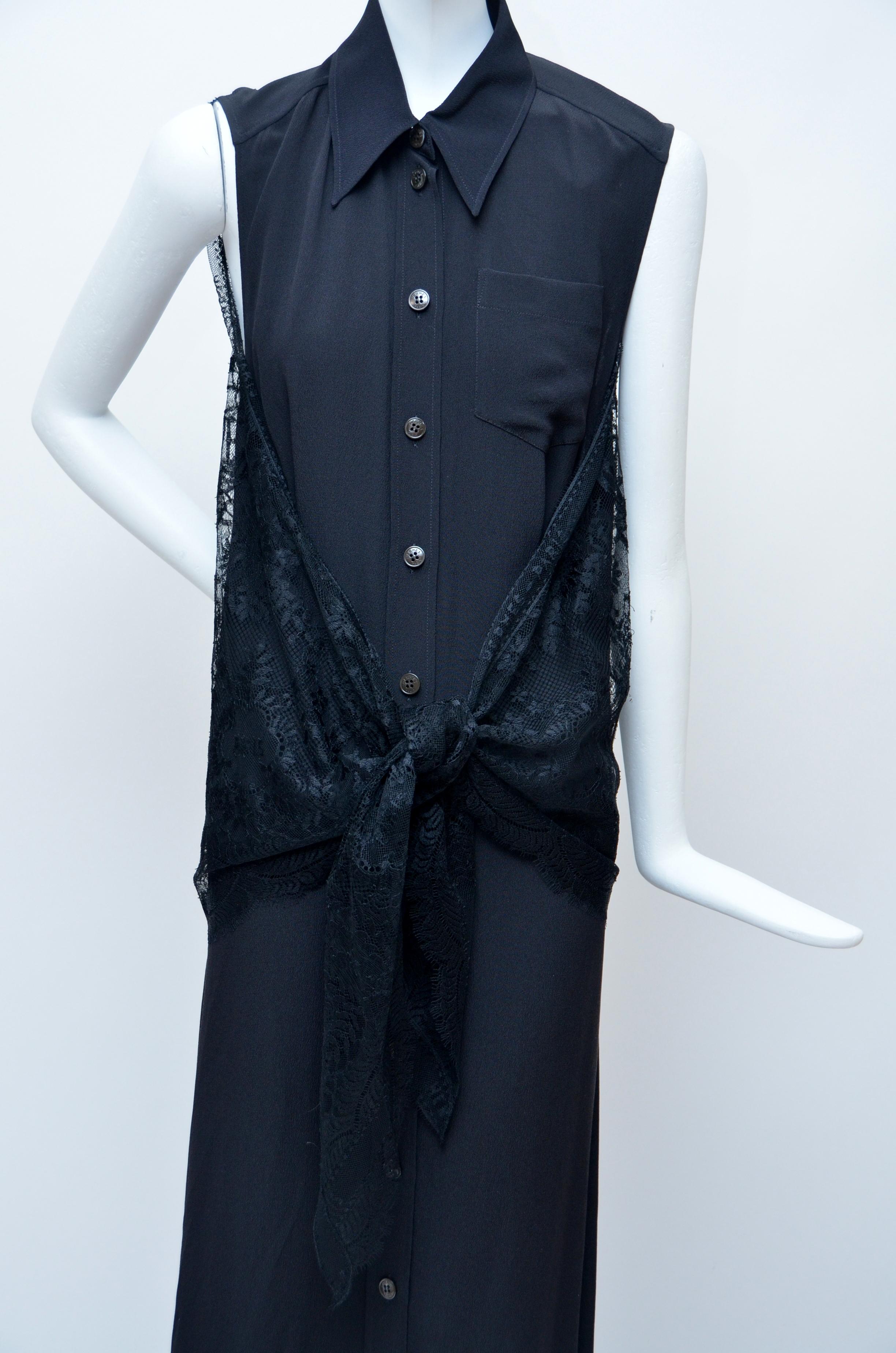 HERMES  By Jean Paul Gaultier Black Long  Silk Lace Dress    FR38    Mint 6