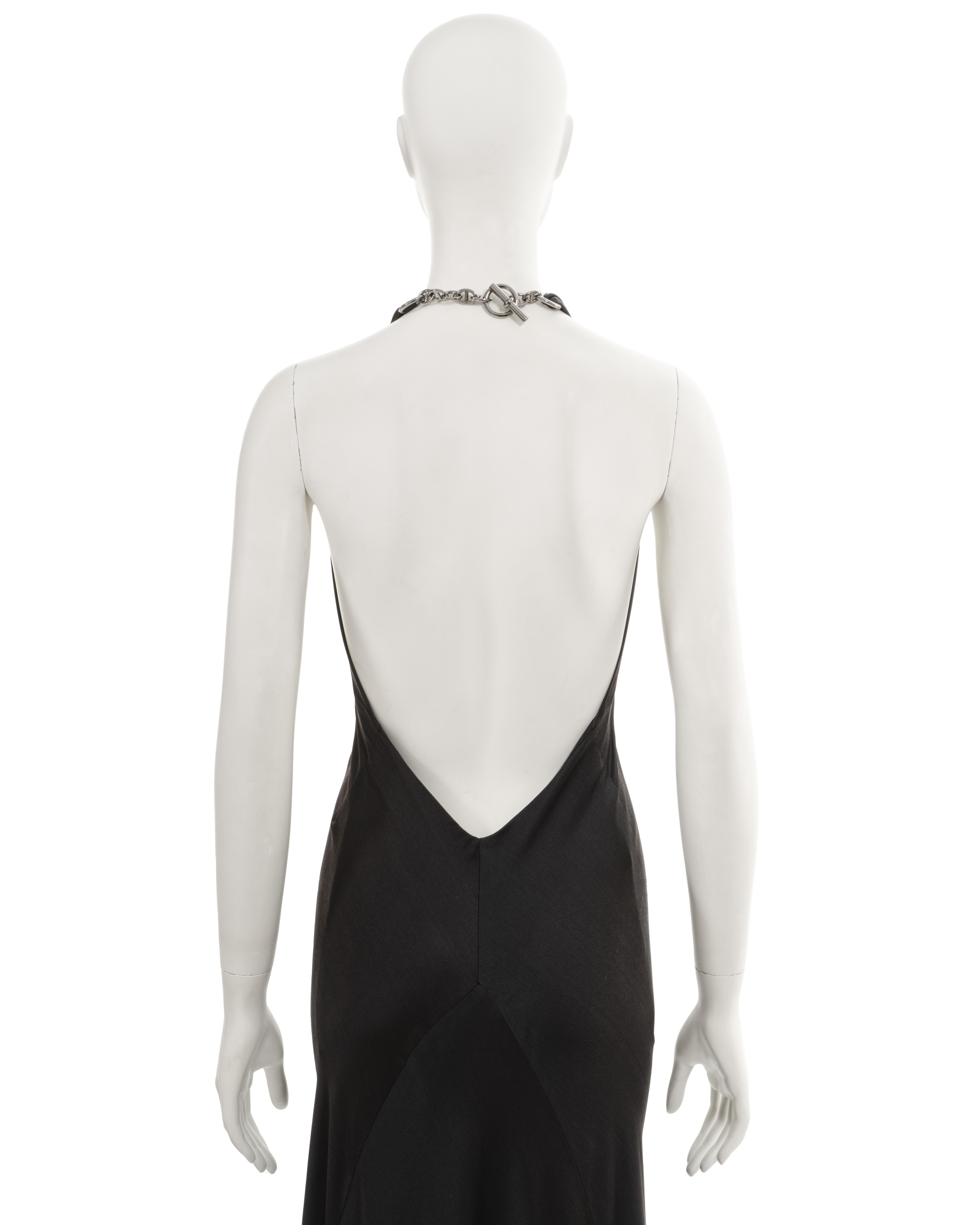 Hermes by Jean Paul Gaultier black silk Chaine d'ancre evening dress, fw 2007 For Sale 6