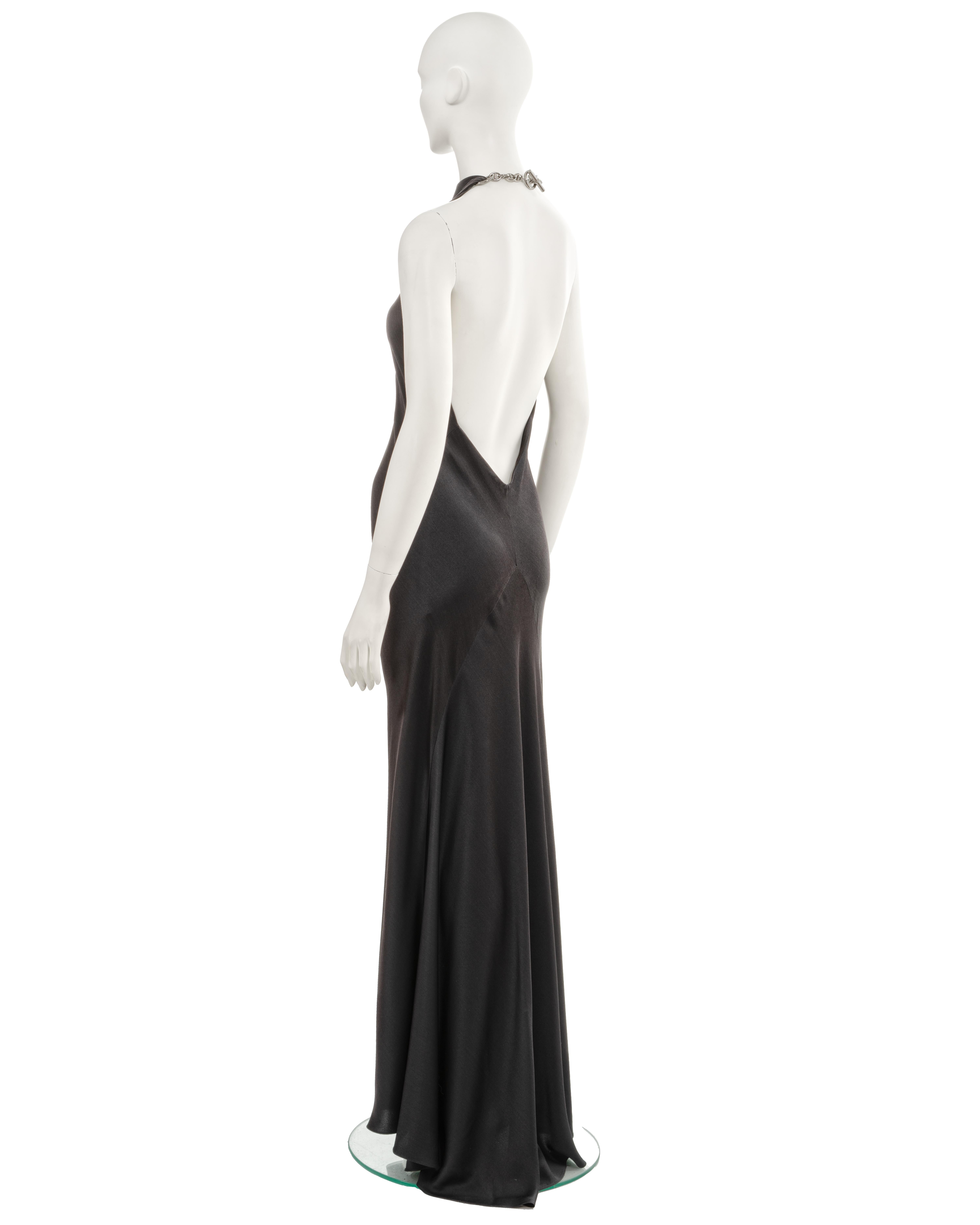 Hermes by Jean Paul Gaultier black silk Chaine d'ancre evening dress, fw 2007 For Sale 8