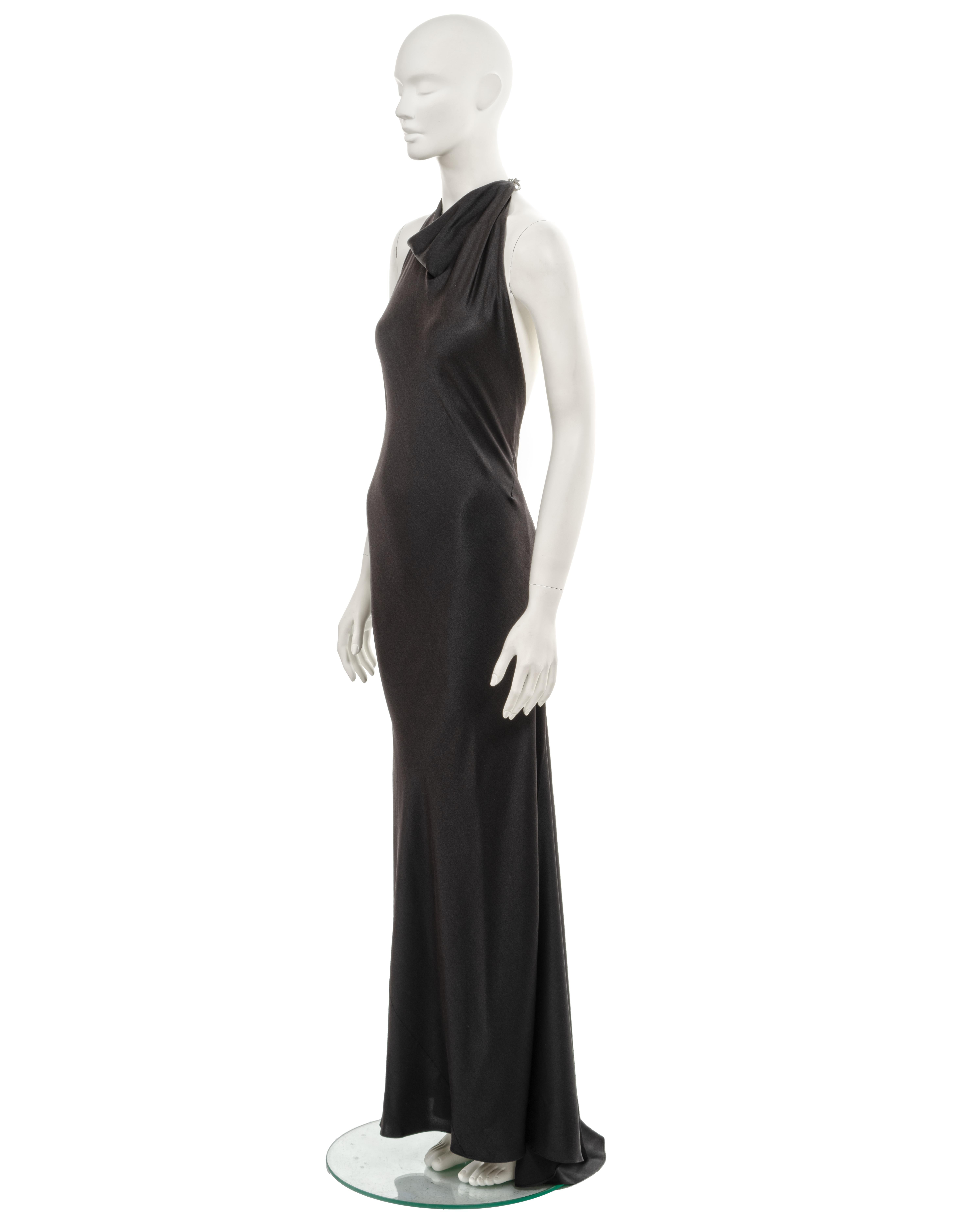 Hermes by Jean Paul Gaultier black silk Chaine d'ancre evening dress, fw 2007 For Sale 9
