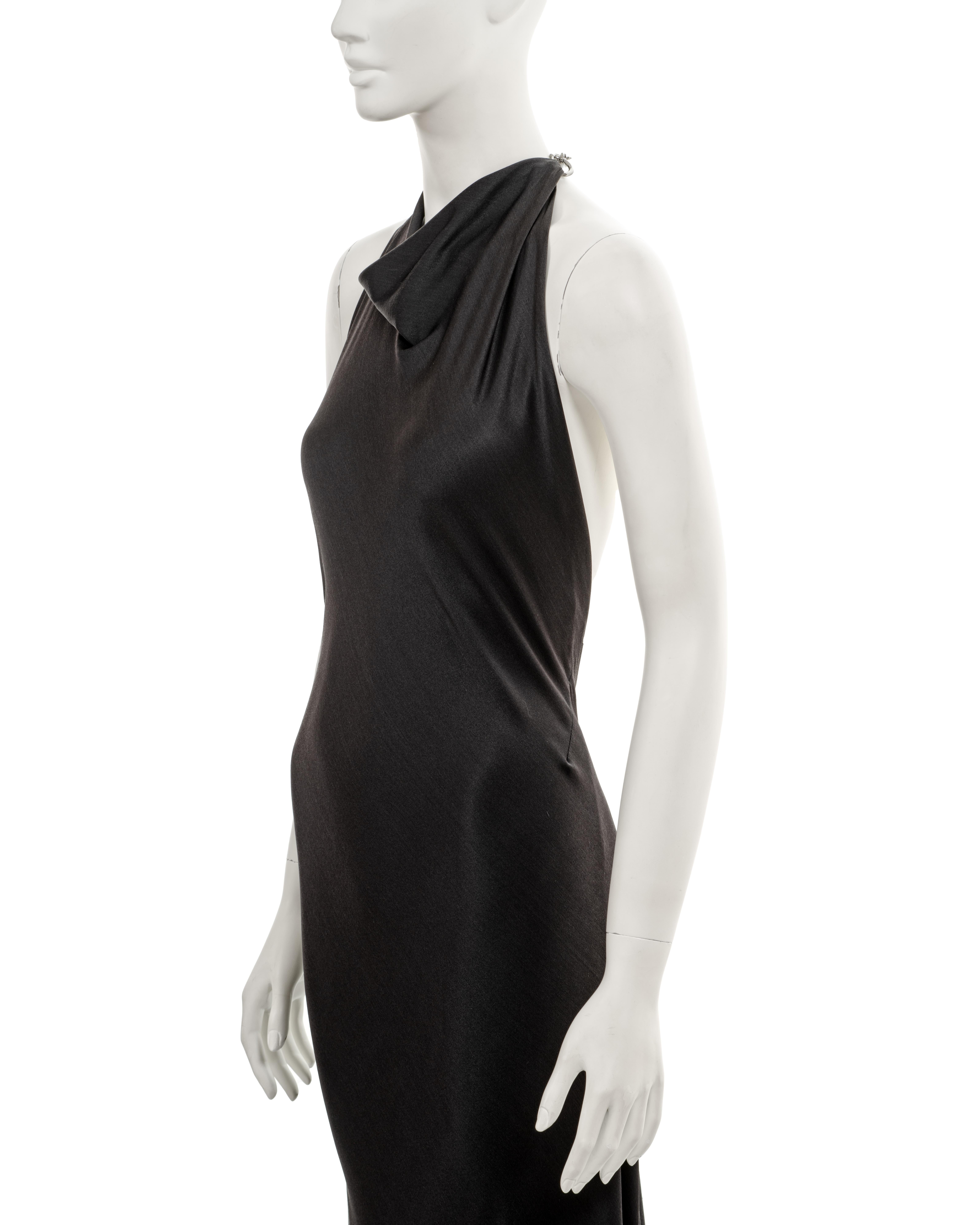 Hermes by Jean Paul Gaultier black silk Chaine d'ancre evening dress, fw 2007 For Sale 10