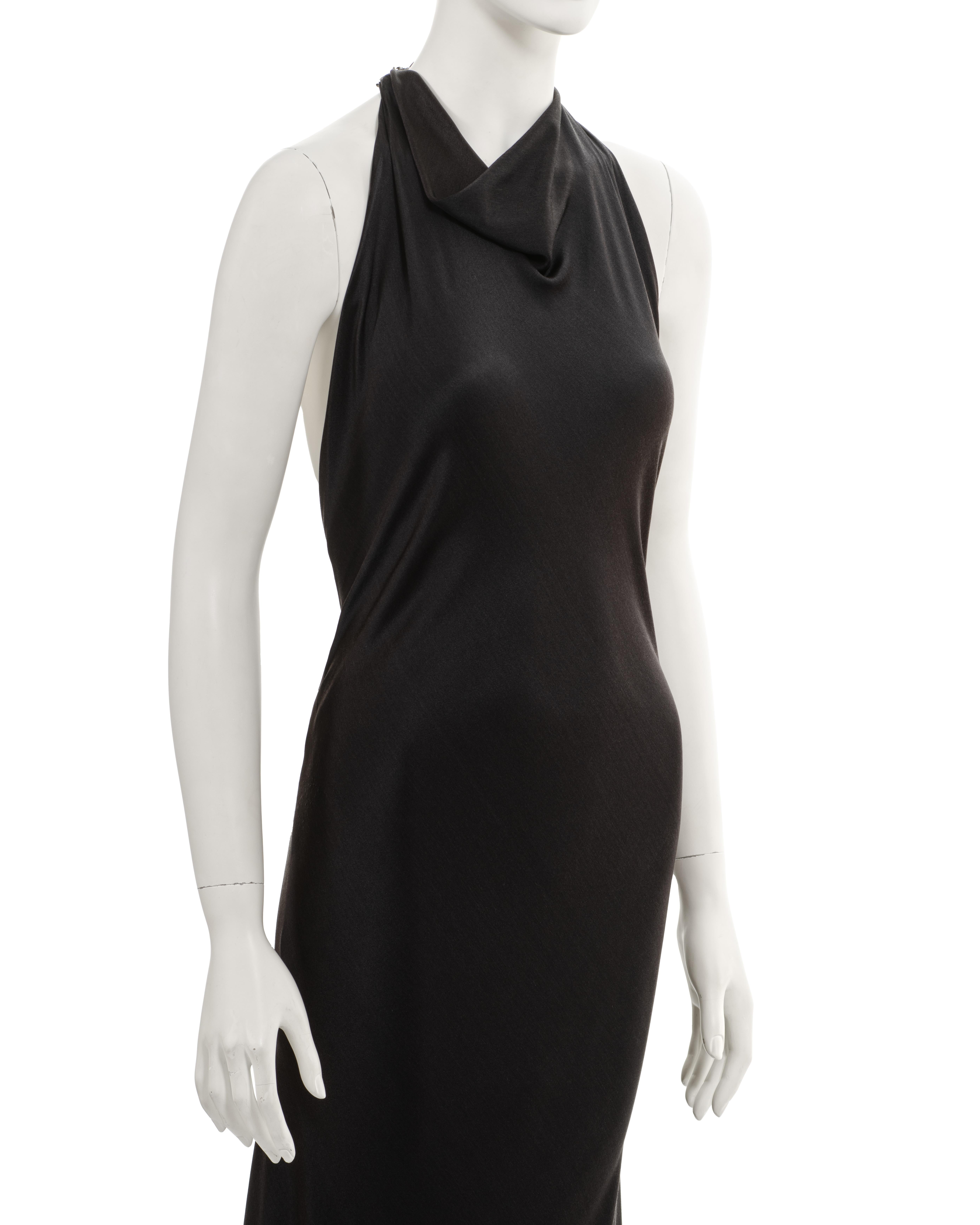 Hermes by Jean Paul Gaultier black silk Chaine d'ancre evening dress, fw 2007 For Sale 2