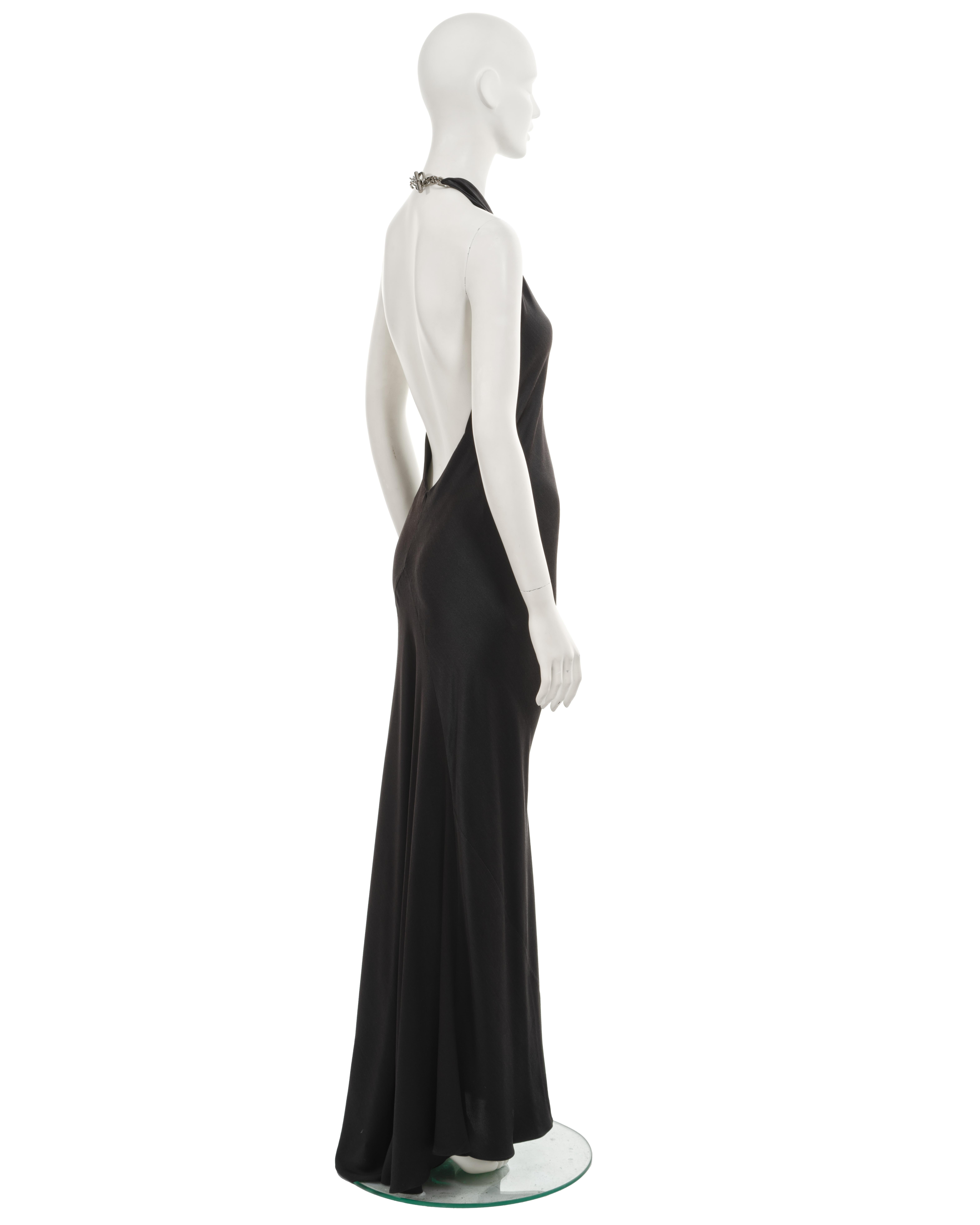 Hermes by Jean Paul Gaultier black silk Chaine d'ancre evening dress, fw 2007 For Sale 3