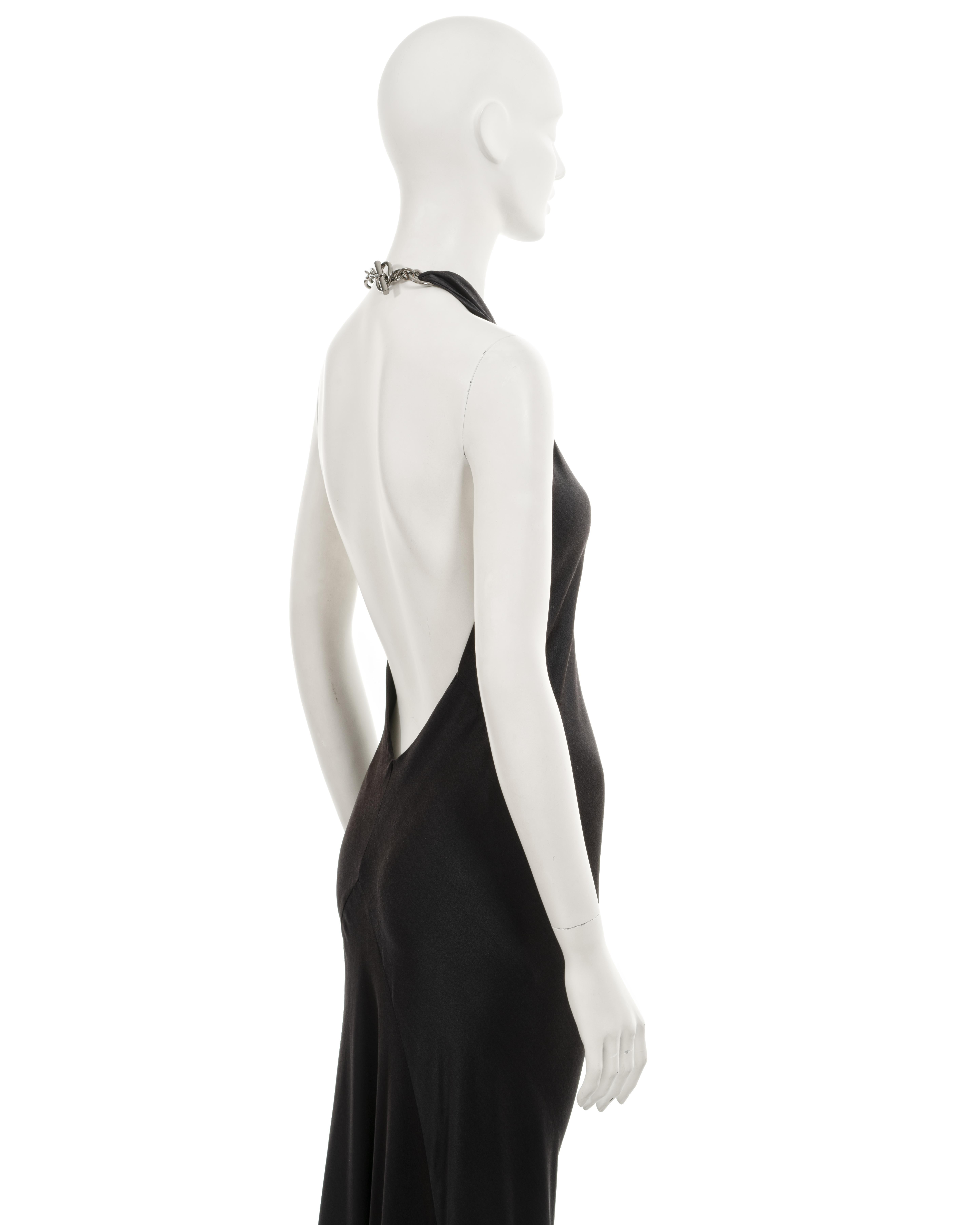 Hermes by Jean Paul Gaultier black silk Chaine d'ancre evening dress, fw 2007 For Sale 4