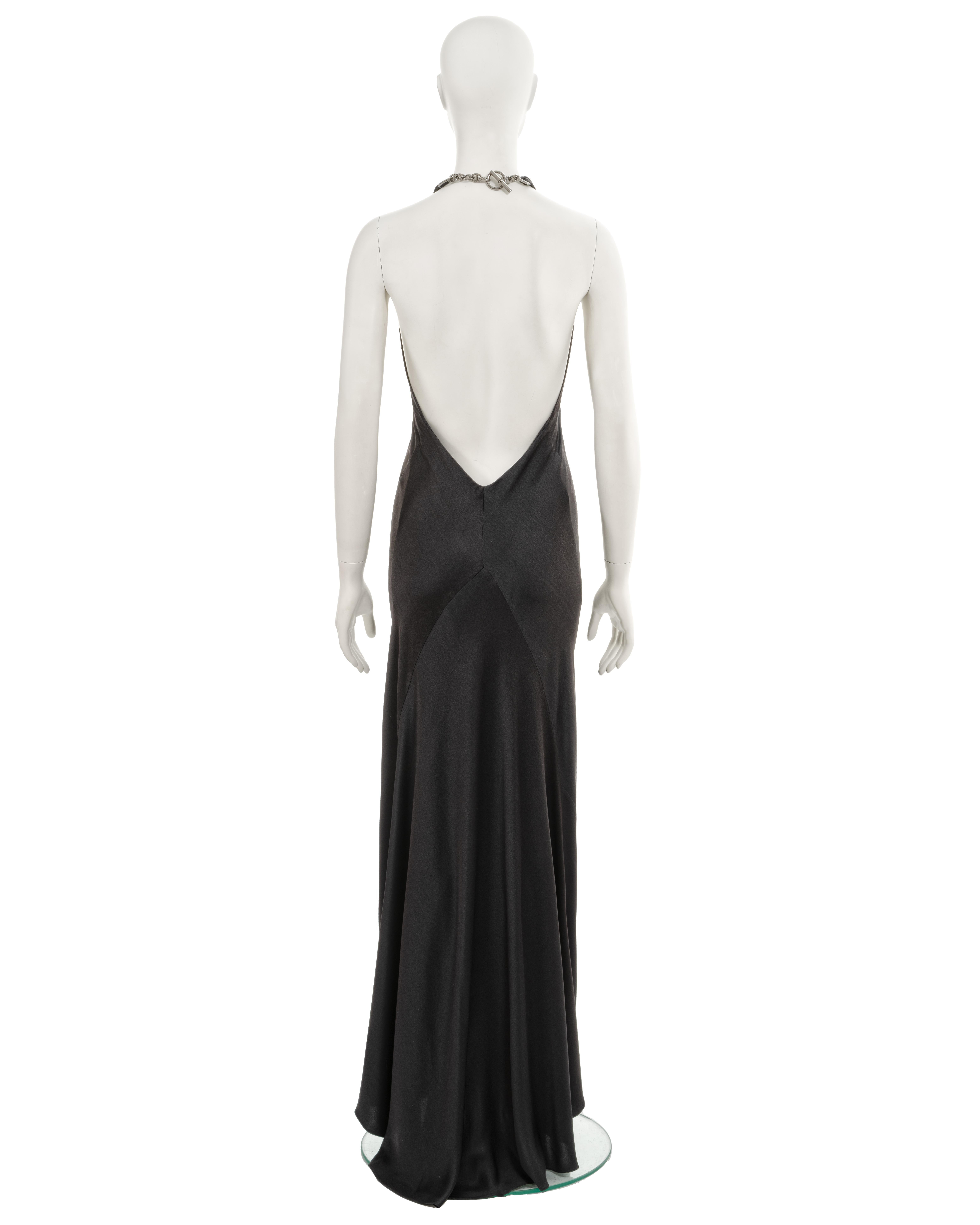 Hermes by Jean Paul Gaultier black silk Chaine d'ancre evening dress, fw 2007 For Sale 5