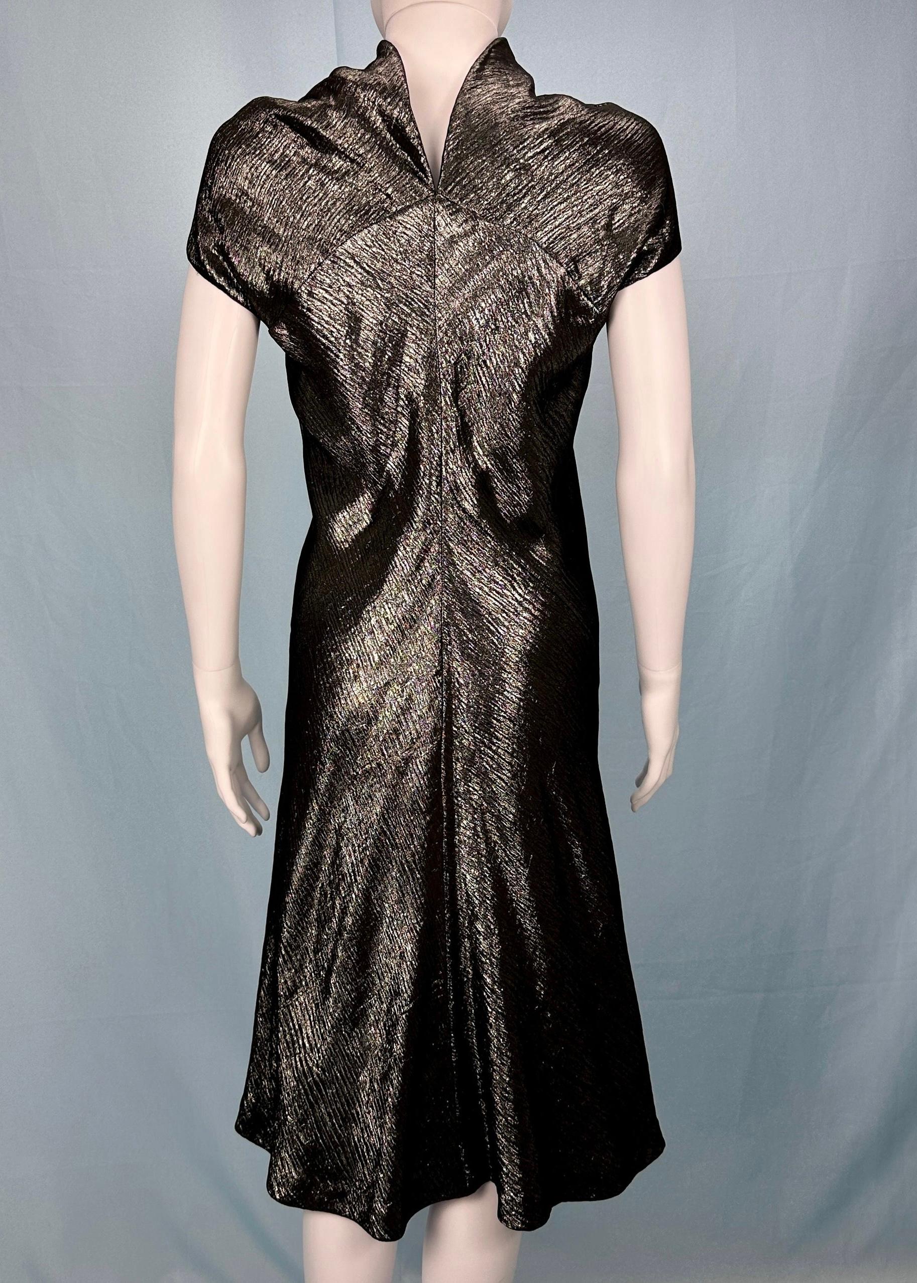 Hermes by Jean Paul Gaultier Fall 2007 Metallic Dress In New Condition For Sale In Hertfordshire, GB