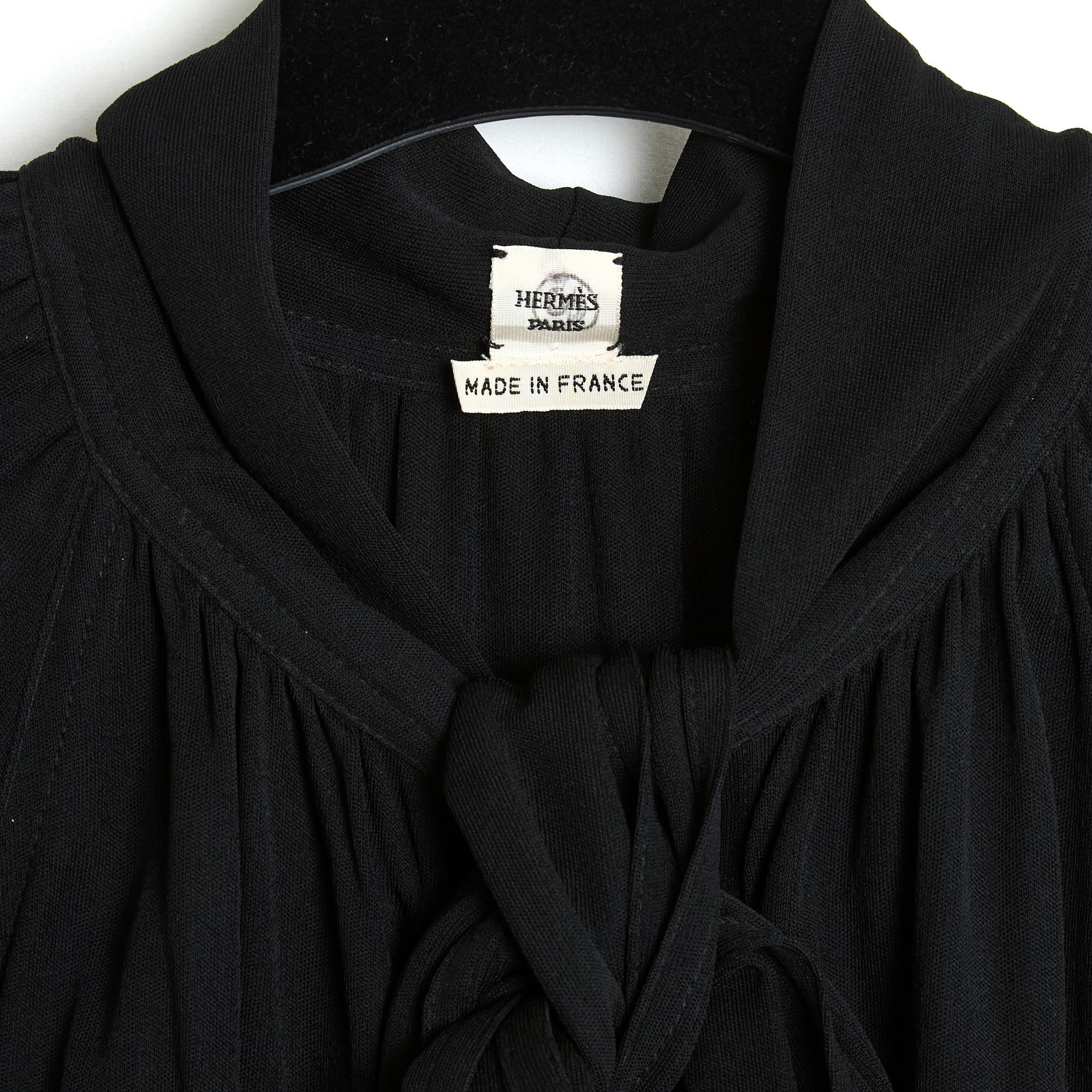 Women's Hermès by Jean Paul Gaultier Robe FR40 Black Jersey Ascot Dress US10 Hermes