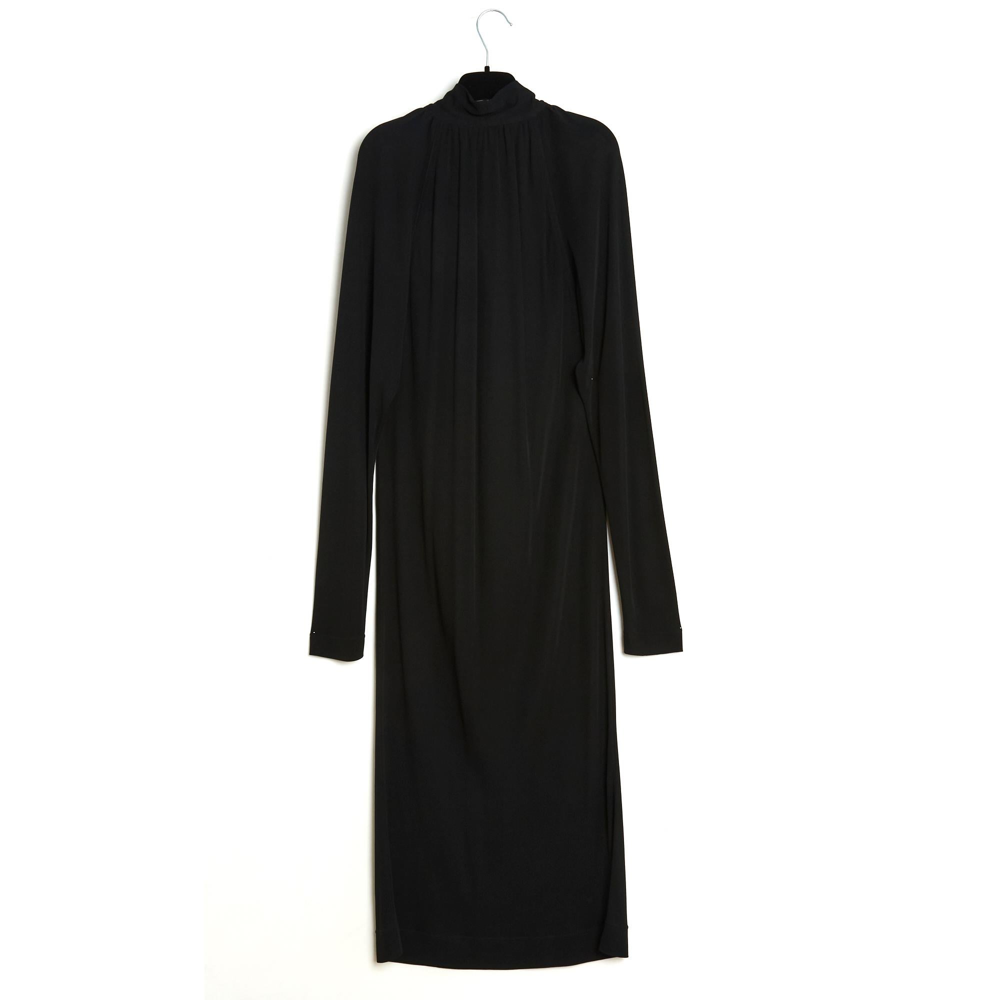 Hermès by Jean Paul Gaultier Robe FR40 Black Jersey Ascot Dress US10 Hermes 1