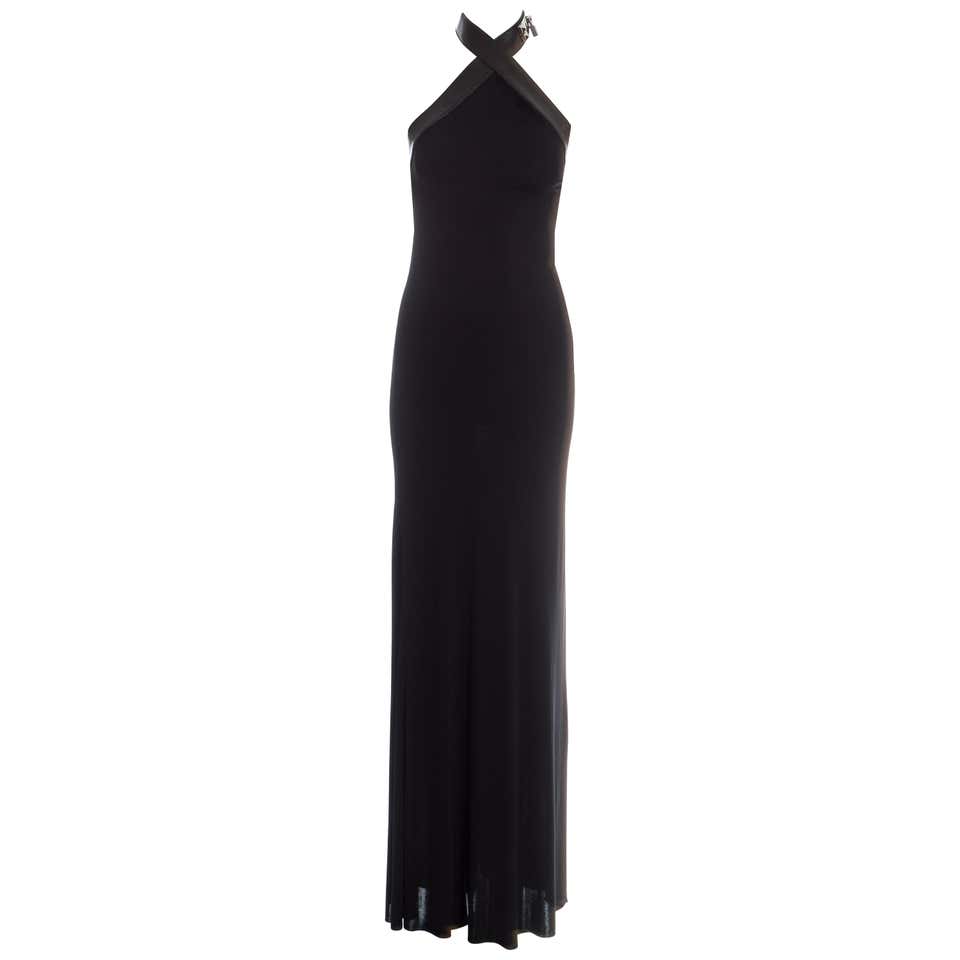 Jean Paul Gaultier Equator black maxi dress with knitted shawl collar ...